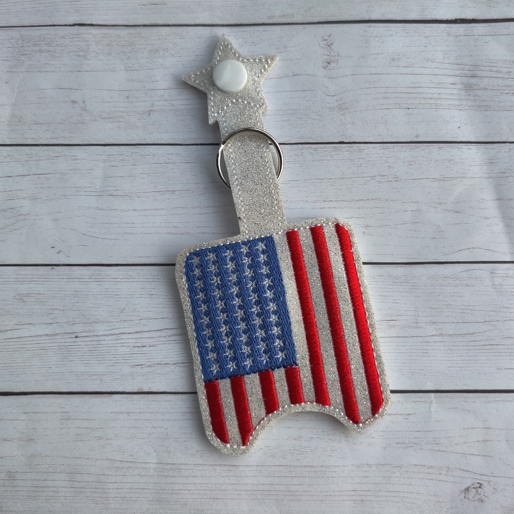 Embroidered American flag hand sanitizer holder